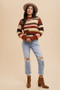 Annie Wear Color Block Round Neck Long Sleeve Sweater