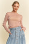 Davi & Dani Glitter Mesh Lettuce Hem Long Sleeve Top