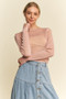 Davi & Dani Glitter Mesh Lettuce Hem Long Sleeve Top