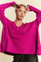Davi & Dani Ribbed Side Slit V-Neck Sweater