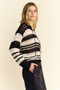 Davi & Dani Contrast Striped Crochet Drop Shoulder Knit Cover Up