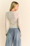 Davi & Dani Bow Mesh Round Neck Long Sleeve Top