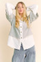 Davi & Dani Faux Layered French Terry Contrast Top