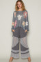 POL Flower Dropped Shoulder Long Sleeve Knit Top