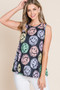 BOMBOM Round Neck Smiley Face Tank