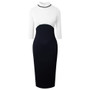 Women Elegant Round Neck Zip Colorblock Bodycon Dress