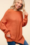 Haptics Full Size Side Slit Texture Asymmetric Sweater