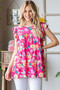Heimish Full Size Floral Ruffle Sleeve Tiered Blouse