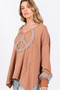SAGE + FIG Peace Sign Mineral Wash Terry Top