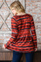Heimish Full Size Geometric Button Detail Long Sleeve Babydoll Top