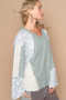 POL Lace Floral Round Neck Knit Top