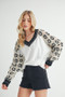 Aemi+Co Crochet Contrast Stitching V Neck Top