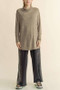 Davi & Dani Slit Mock Neck Long Sleeve Top