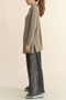 Davi & Dani Slit Mock Neck Long Sleeve Top