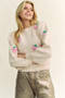 Davi & Dani Crochet Strawberry Round Neck Sweater
