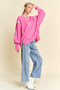 Davi & Dani Side Slit High-Low Lantern Sleeve Knit Top