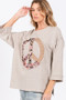 SAGE + FIG Floral Peace Patch Round Neck Top