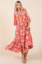 Mittoshop Abstract Leaf Print Tiered Ruffle Dress