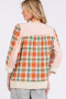 SAGE + FIG Exposed Seam Button Detail Plaid Top