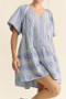 Davi & Dani Embroidered Stripe Ruffled Gingham Mini Dress