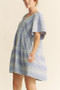 Davi & Dani Embroidered Stripe Ruffled Gingham Mini Dress