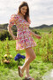 Davi & Dani Fruits Printed Smocking Mini Dress
