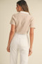 MABLE Button Down Contrast Collared Knit Cardigan