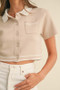 MABLE Button Down Contrast Collared Knit Cardigan