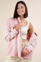 VERY J Mineral Washed Oversized Gauze Shacket