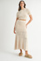 MABLE Pointelle Short Sleeve Crop Top and Slit Skirt Sweater Set