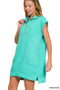 Zenana Textured Knit Jacquard Quarter Zipper Mini Dress