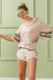 BiBi Triblend Knit Top with Leopard Band Detail