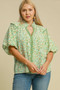 Umgee Full Size Floral Print Puff Sleeve Top Plus Size