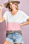 BiBi Colr Block Waffle Knit Top