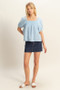 HYFVE Crochet Detail Puff Sleeve Peasant Top
