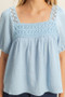 HYFVE Crochet Detail Puff Sleeve Peasant Top