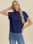 Double Take Full Size Mock Neck Short Sleeve Sweater