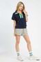 Umgee Textured Striped Zip Collar Knit Top