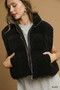 Umgee Sherpa-Lined Zip Vest with Drawstring Hem