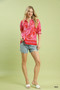 Umgee Tropical Print Puff Sleeve Blouse