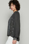 POL Floral Embroidery Woven Top with Lace Trim