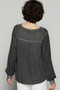 POL Floral Embroidery Woven Top with Lace Trim