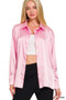 Zenana Satin Button Down Long Sleeve Shirt