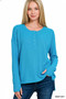 Zenana Waffle Thumb Hole Cuffs Henley Tee