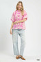 Umgee Floral Smocked Notched Puff Sleeve Blouse