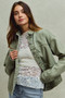 SO ME Vintage Washed Button Twill Shacket
