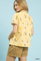 Umgee Printed Ruffle Trim Button Front Blouse