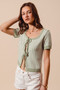 SO ME Tie Front Textured Vertical Stripe Knit Cardigan