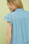 Umgee Scalloped Trim Flutter Sleeve Top