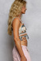 POL Cutout Flower Cropped Crochet Cami with with Dangle Detail